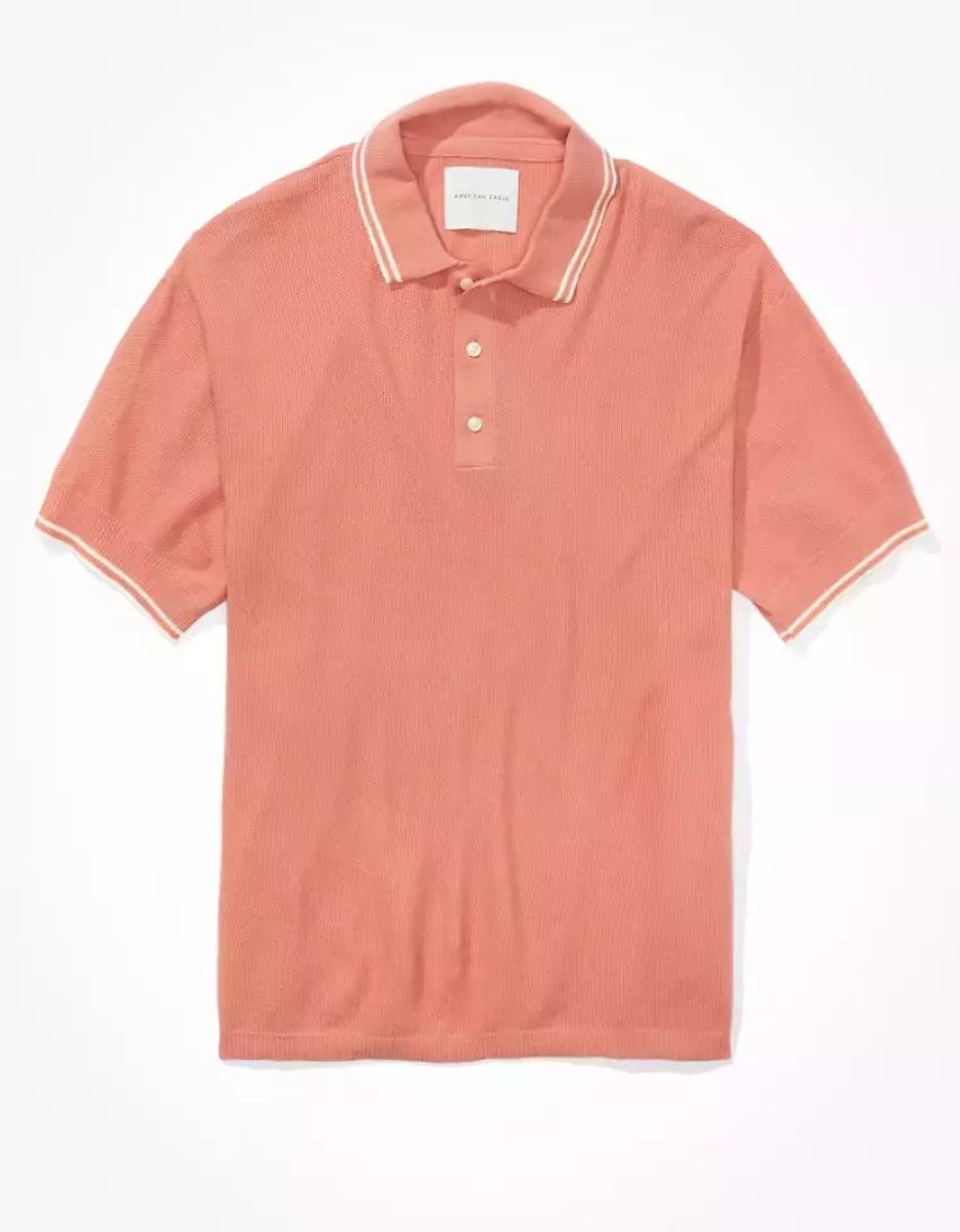 Polos American Eagle AE Corta-Sleeve Pull Rose Homme | NGW-23435545